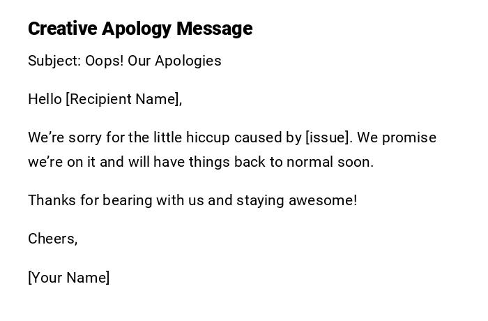 Creative Apology Message Creative Apology Message