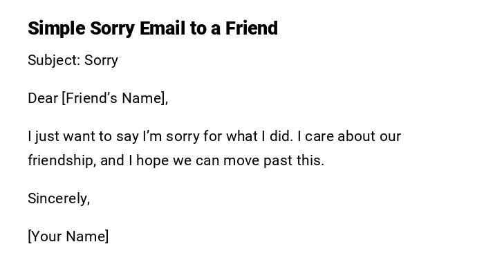 Simple Sorry Email to a Friend