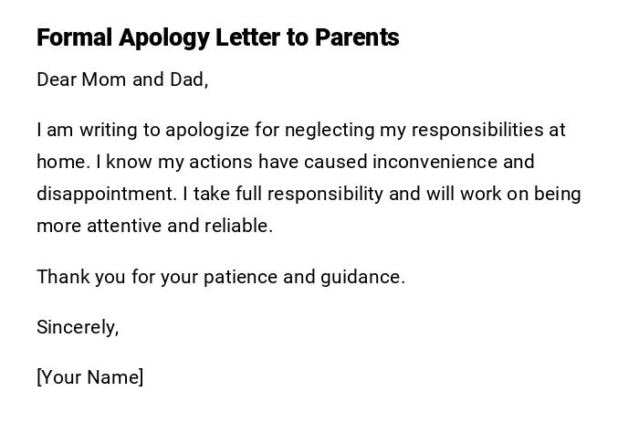 Formal Apology Letter to Parents Formal Apology Letter to Parents