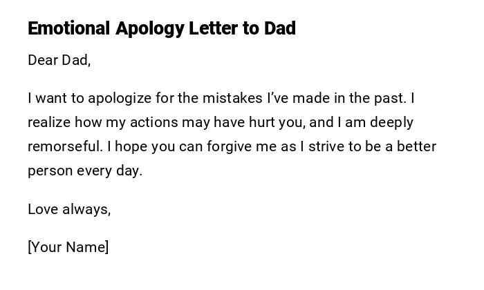 Emotional Apology Letter to Dad Emotional Apology Letter to Dad