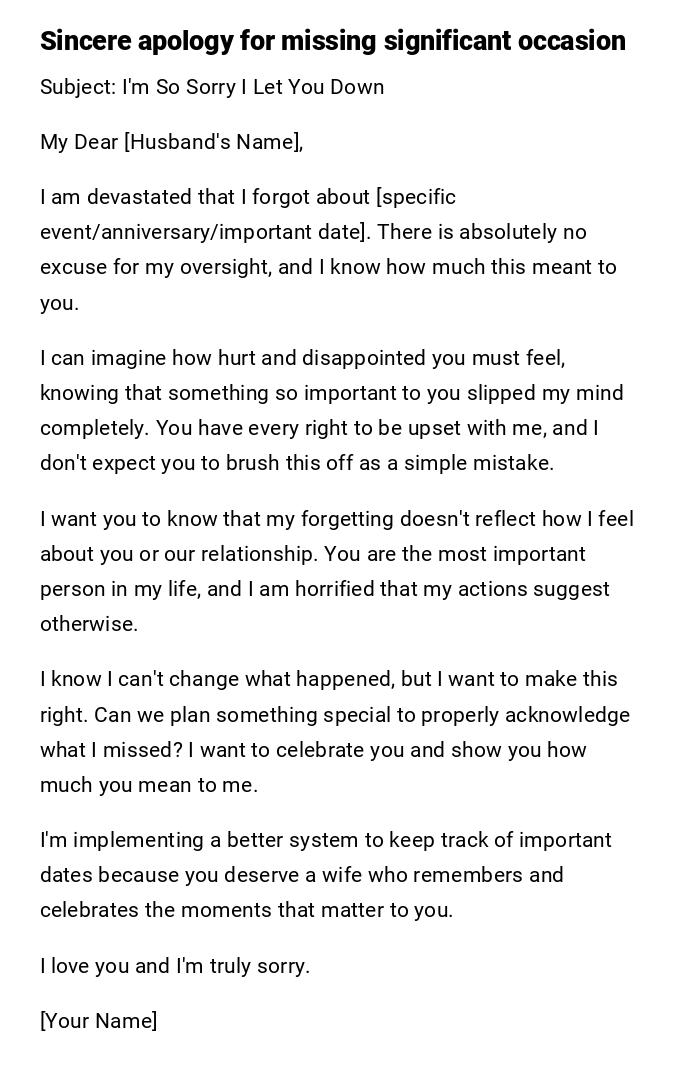 Sincere apology for missing significant occasion Sincere apology for missing significant occasion
