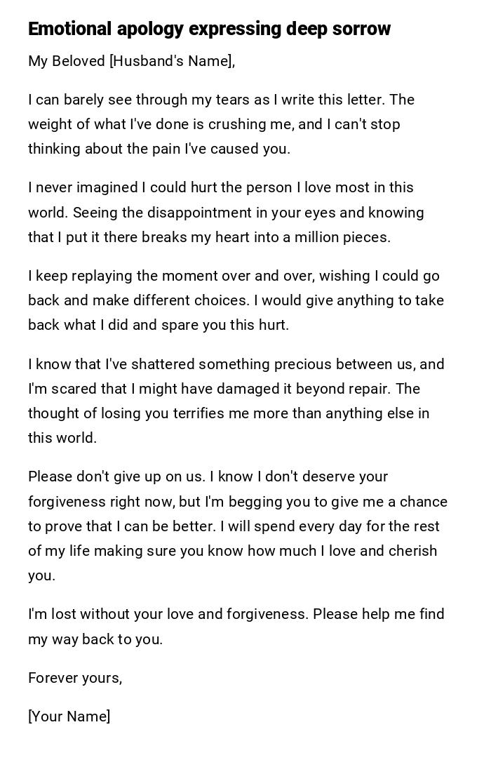 Emotional apology expressing deep sorrow Emotional apology expressing deep sorrow