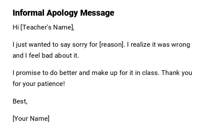 Informal Apology Message Informal Apology Message