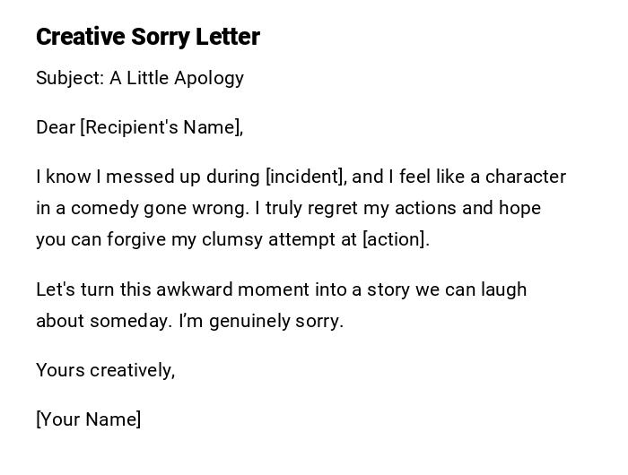 Creative Sorry Letter Creative Sorry Letter