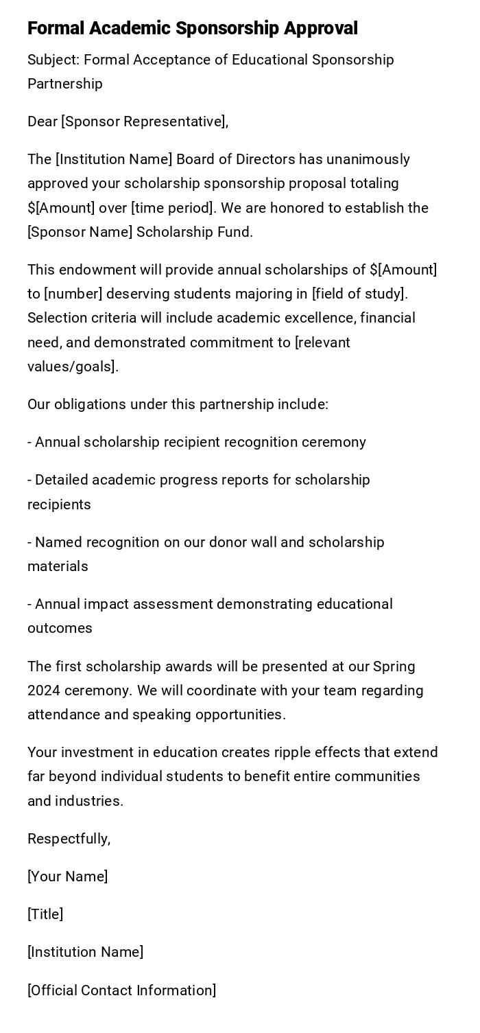Formal Academic Sponsorship Approval