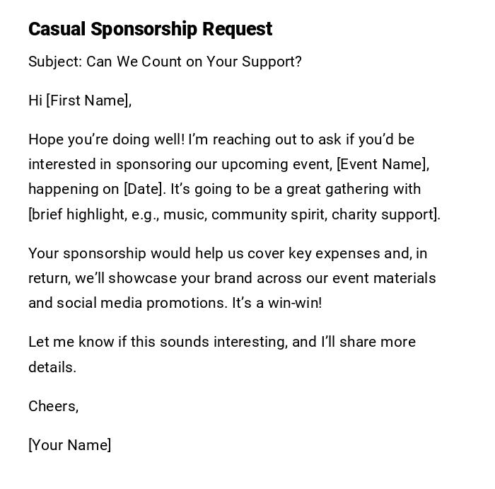 Casual Sponsorship Request Casual Sponsorship Request