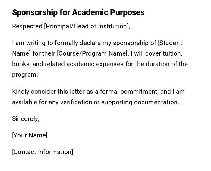 Sponsorship for Academic Purposes