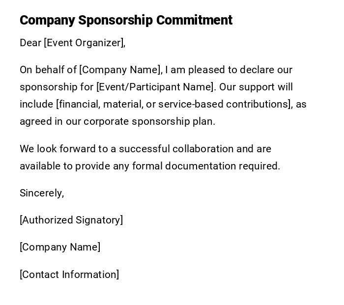 Company Sponsorship Commitment
