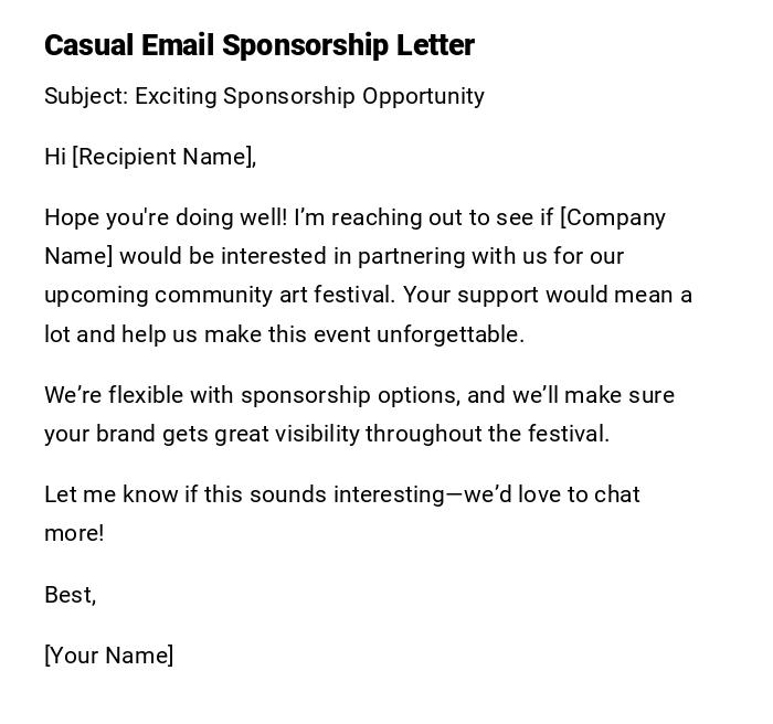Casual Email Sponsorship Letter Casual Email Sponsorship Letter
