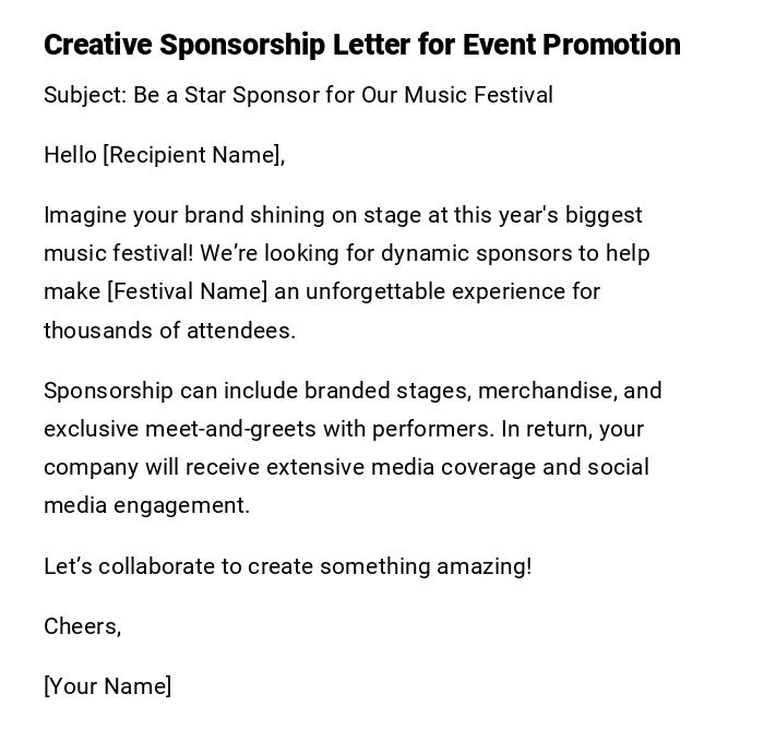 Creative Sponsorship Letter for Event Promotion Creative Sponsorship Letter for Event Promotion