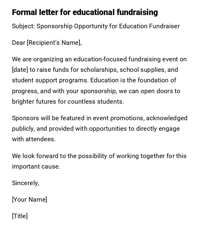 Formal letter for educational fundraising Formal letter for educational fundraising