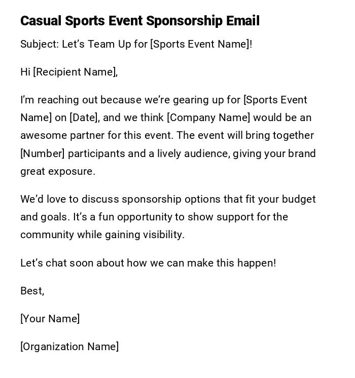 Casual Sports Event Sponsorship Email