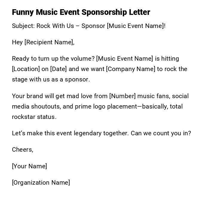 Funny Music Event Sponsorship Letter