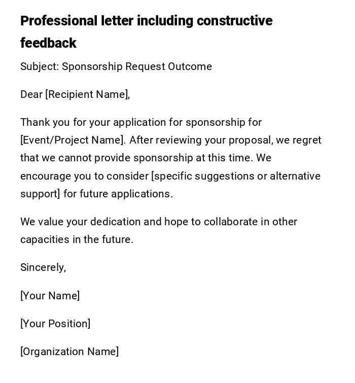 Professional letter including constructive feedback Professional letter including constructive feedback