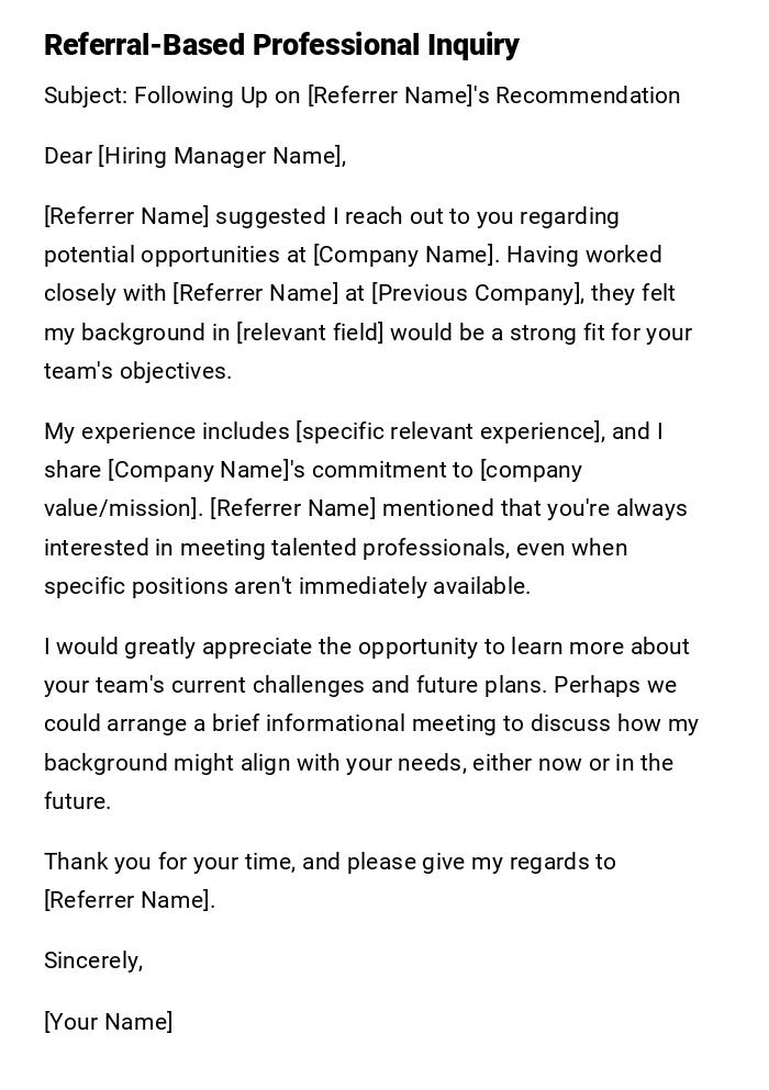 Referral-Based Professional Inquiry Referral-Based Professional Inquiry