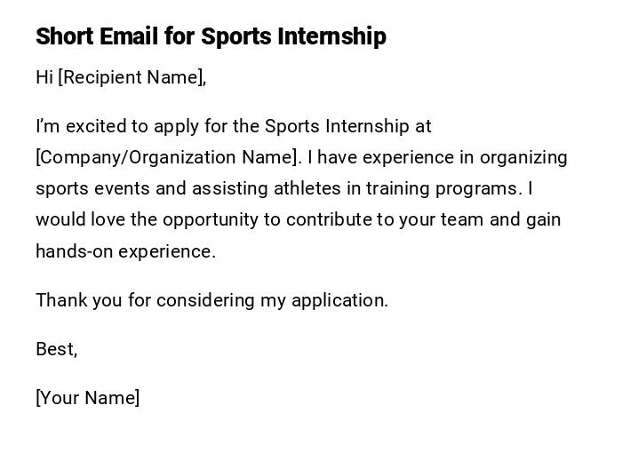 Short Email for Sports Internship Short Email for Sports Internship