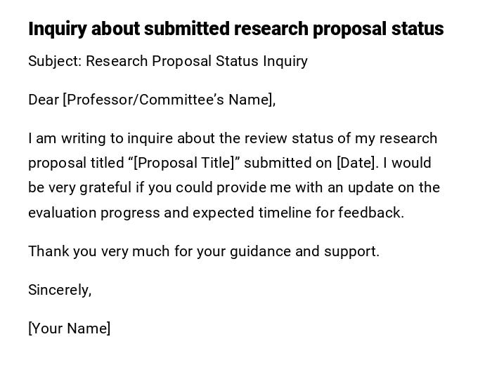 Inquiry about submitted research proposal status