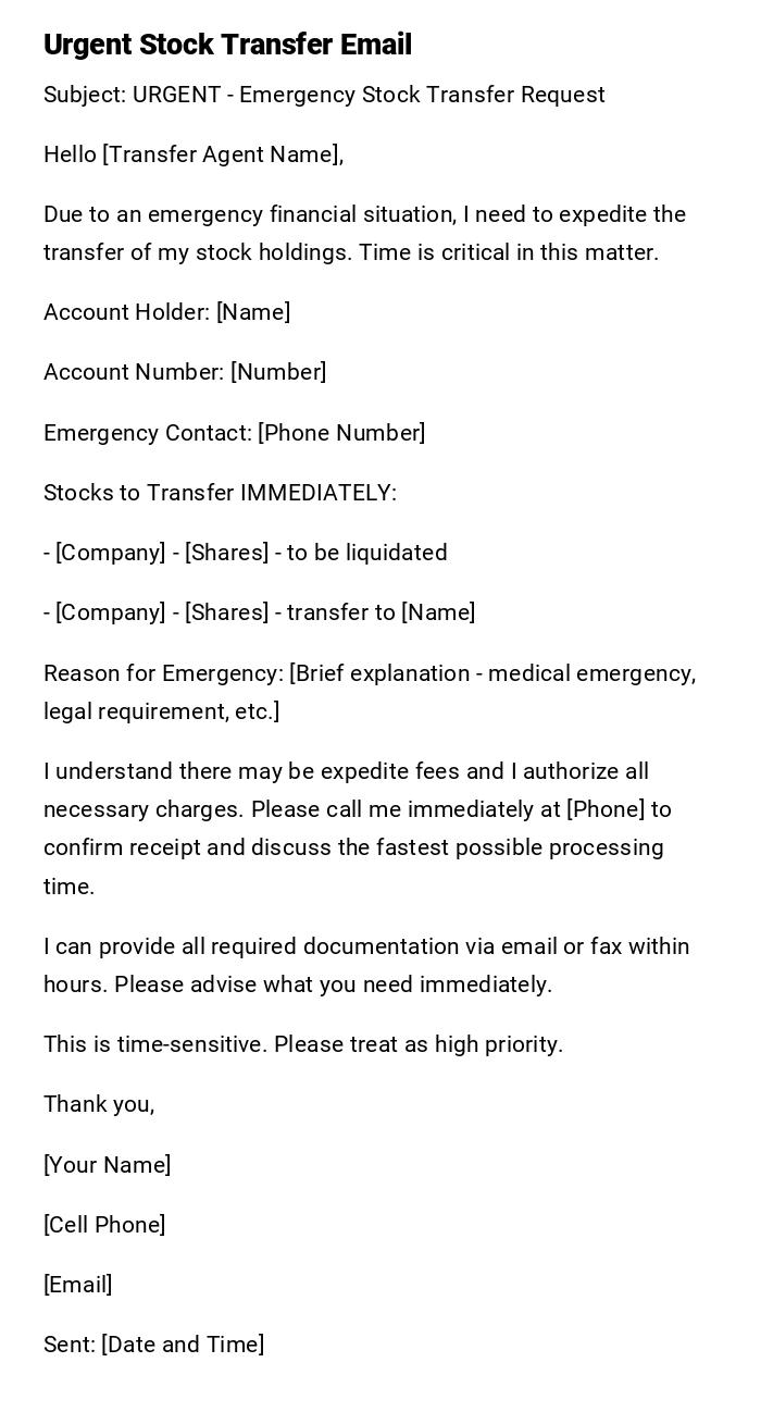Urgent Stock Transfer Email Urgent Stock Transfer Email