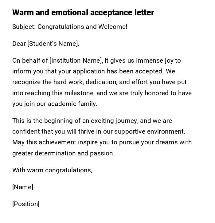 Warm and emotional acceptance letter Warm and emotional acceptance letter
