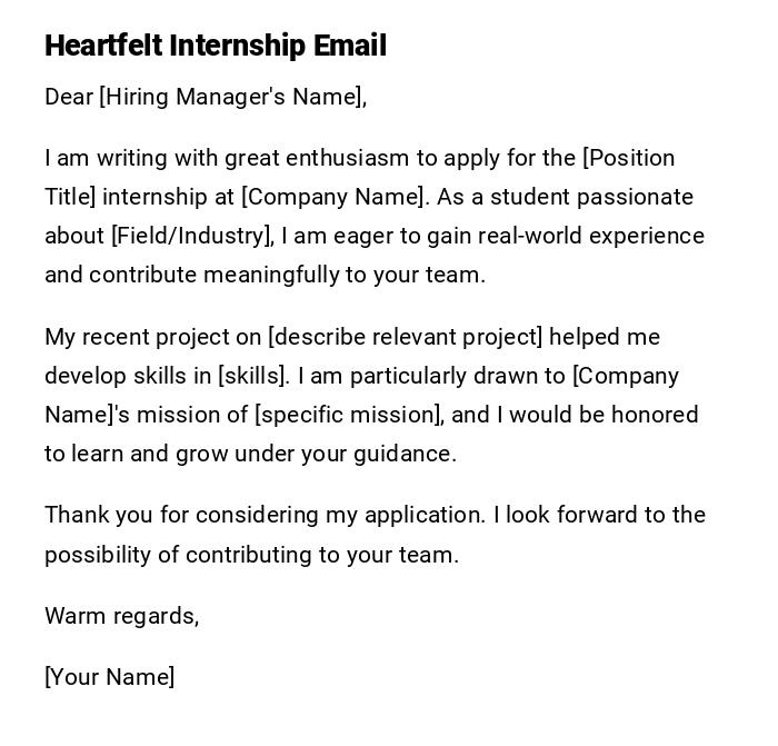 Heartfelt Internship Email Heartfelt Internship Email