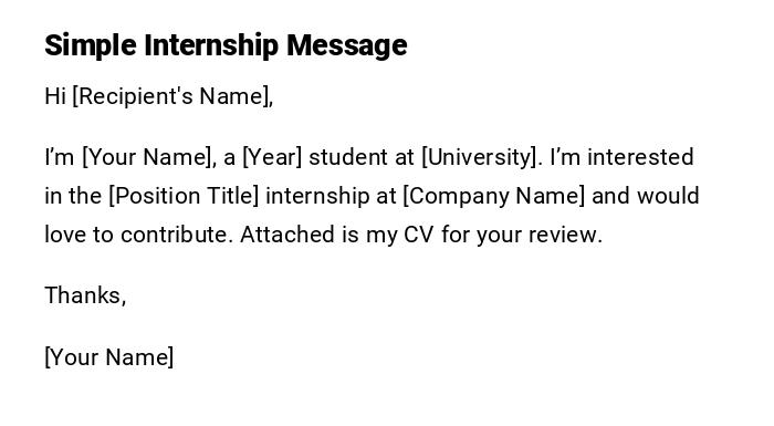Simple Internship Message Simple Internship Message