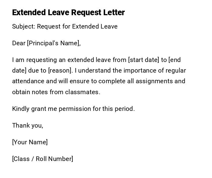 Extended Leave Request Letter Extended Leave Request Letter