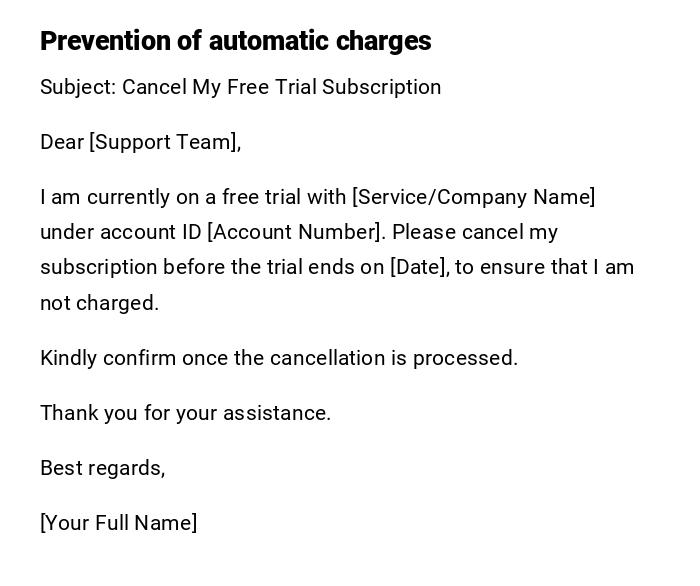 Prevention of automatic charges