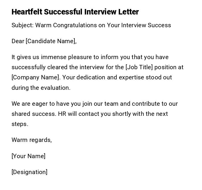 Heartfelt Successful Interview Letter Heartfelt Successful Interview Letter