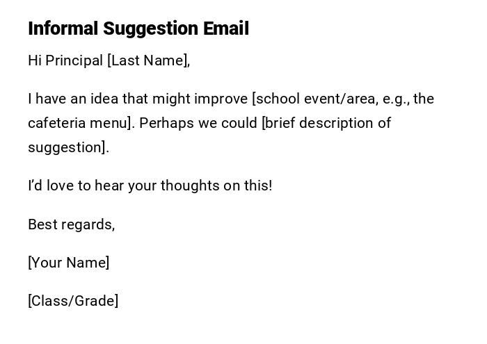 Informal Suggestion Email Informal Suggestion Email