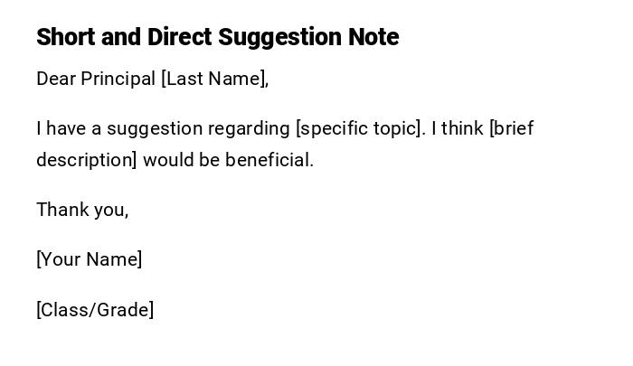 Short and Direct Suggestion Note Short and Direct Suggestion Note