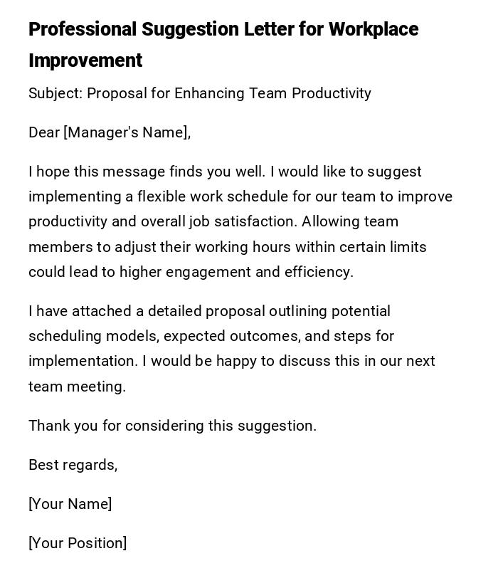 Professional Suggestion Letter for Workplace Improvement