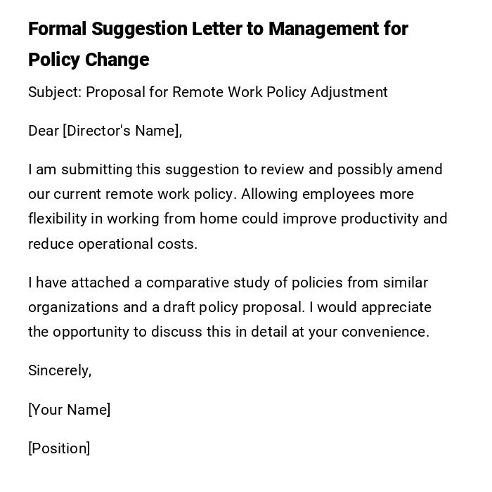 Formal Suggestion Letter to Management for Policy Change