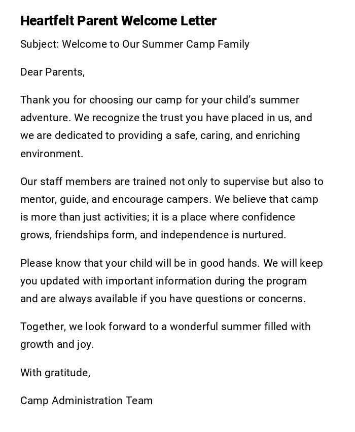 Heartfelt Parent Welcome Letter Heartfelt Parent Welcome Letter