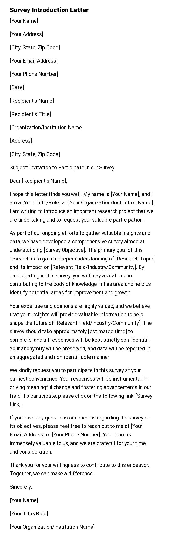Survey Introduction Letter