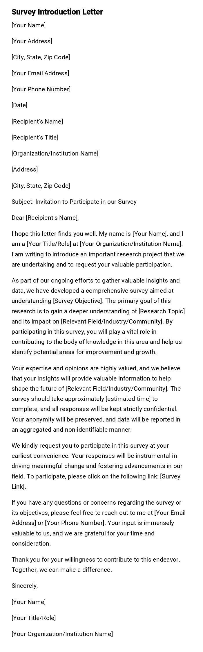 Survey Introduction Letter