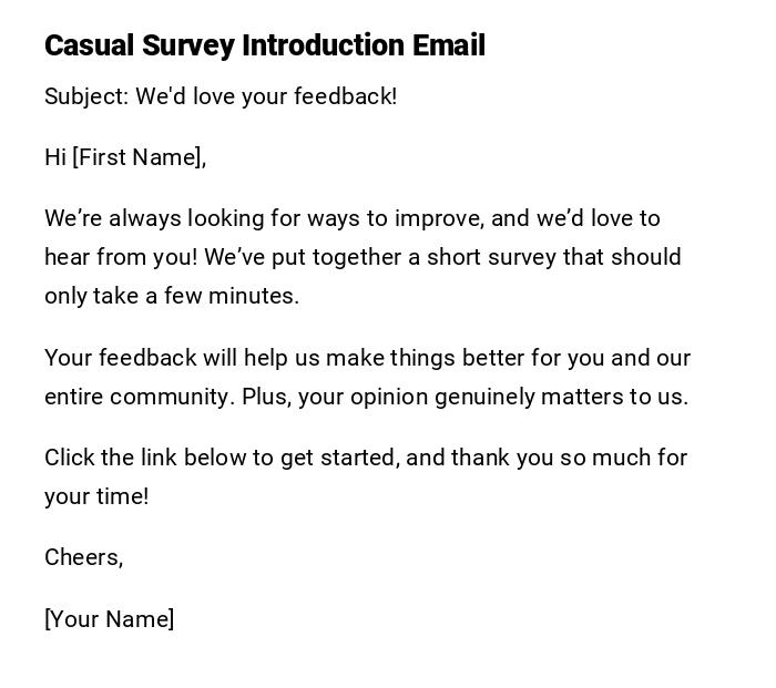 Casual Survey Introduction Email Casual Survey Introduction Email