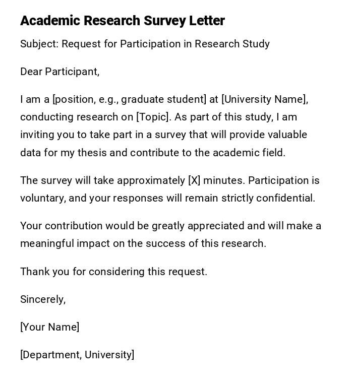 Academic Research Survey Letter Academic Research Survey Letter