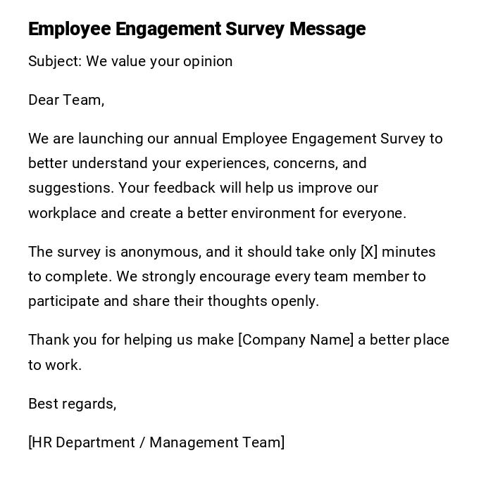 Employee Engagement Survey Message Employee Engagement Survey Message