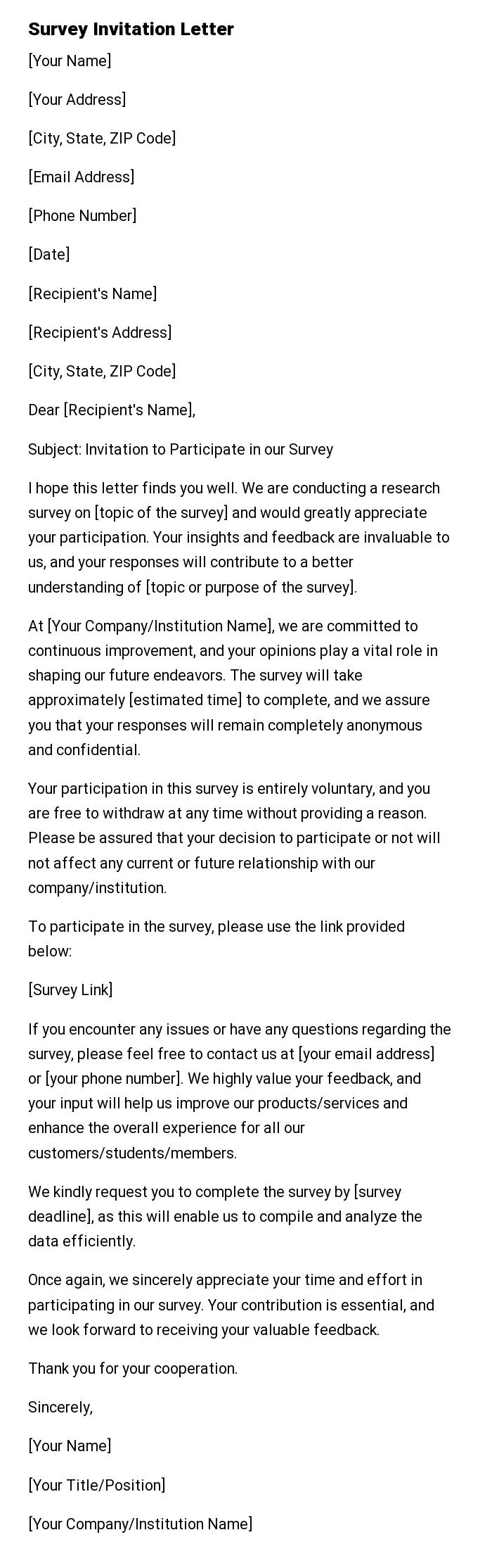 Survey Invitation Letter