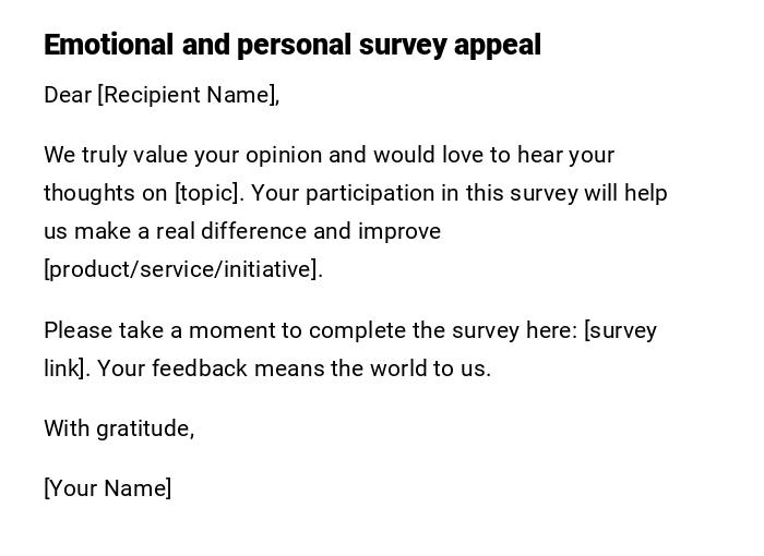 Emotional and personal survey appeal Emotional and personal survey appeal