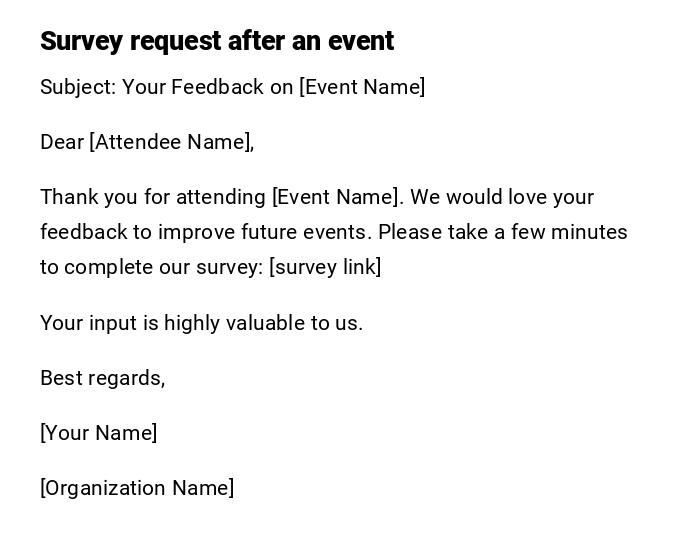 Survey request after an event Survey request after an event