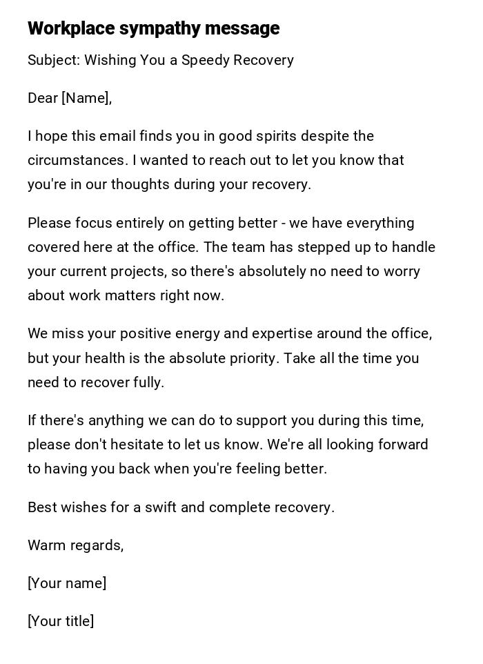 Workplace sympathy message