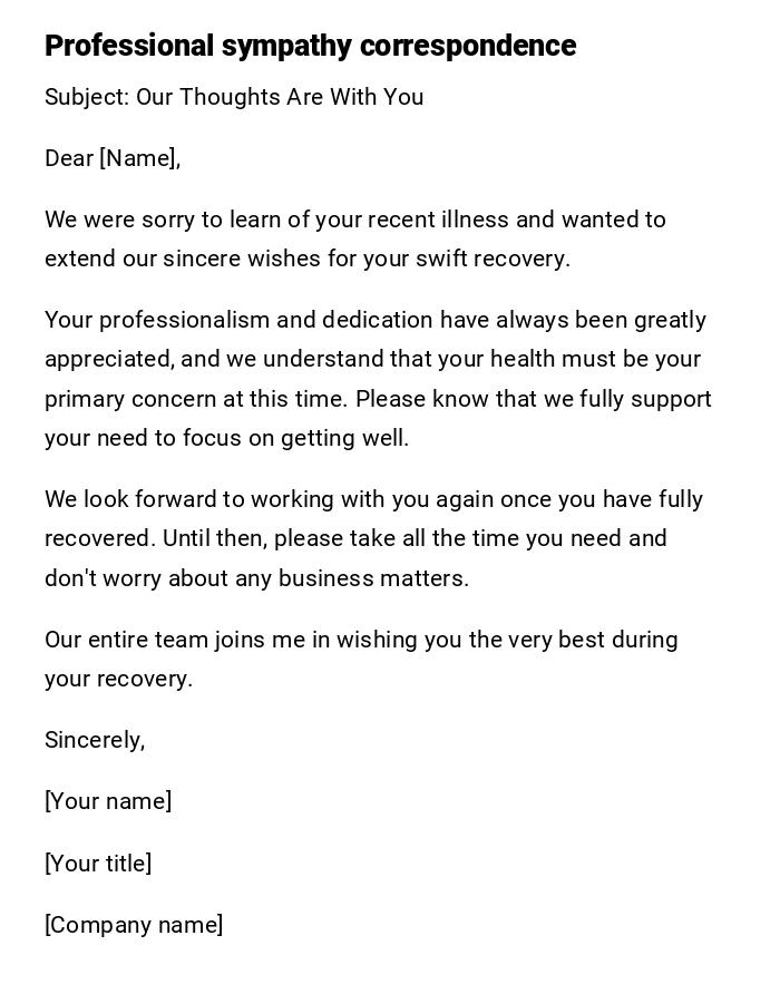Professional sympathy correspondence