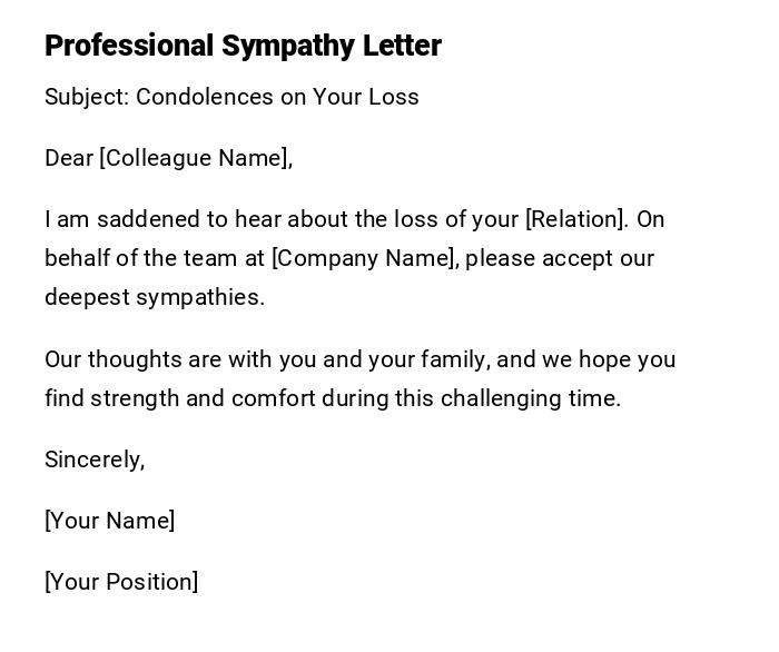 Professional Sympathy Letter