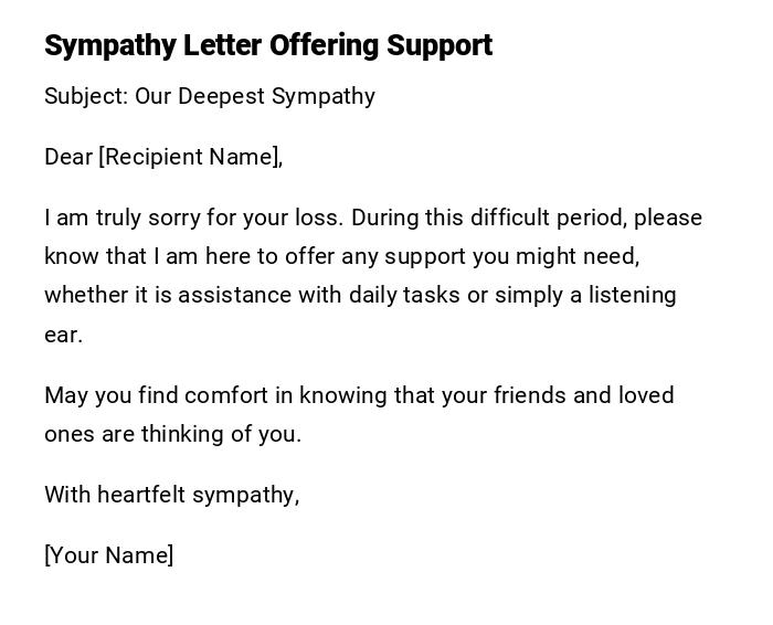 Sympathy Letter Offering Support