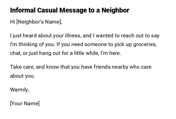 Informal Casual Message to a Neighbor Informal Casual Message to a Neighbor