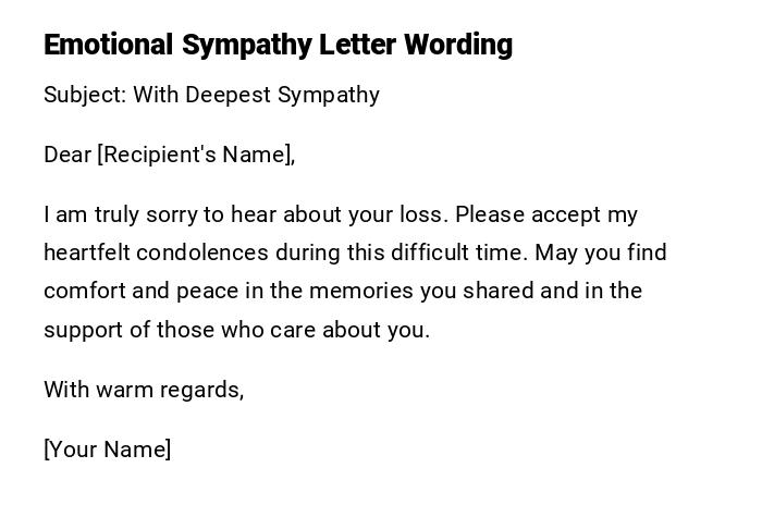 Emotional Sympathy Letter Wording