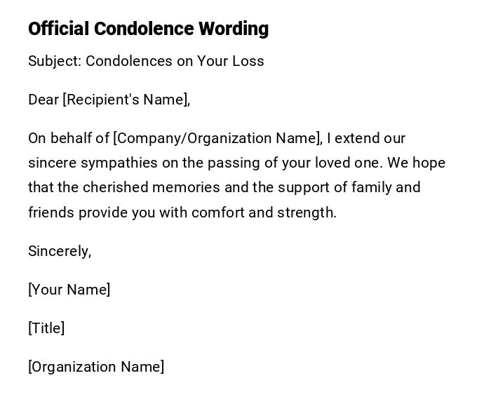 Official Condolence Wording