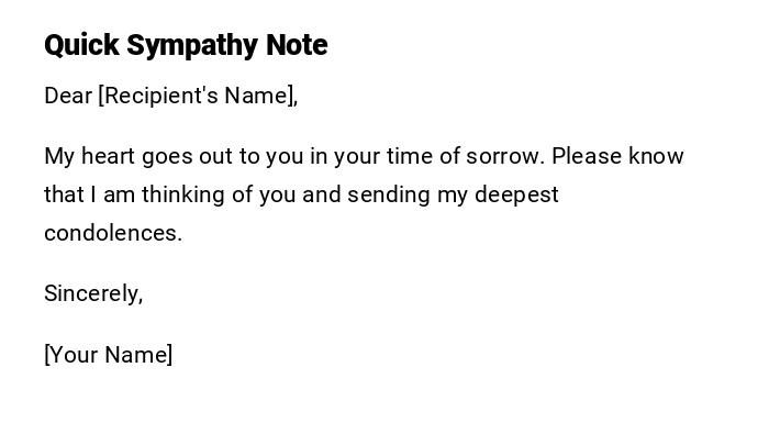 Quick Sympathy Note