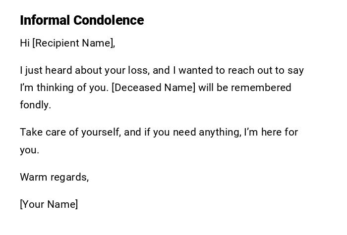 Informal Condolence Informal Condolence